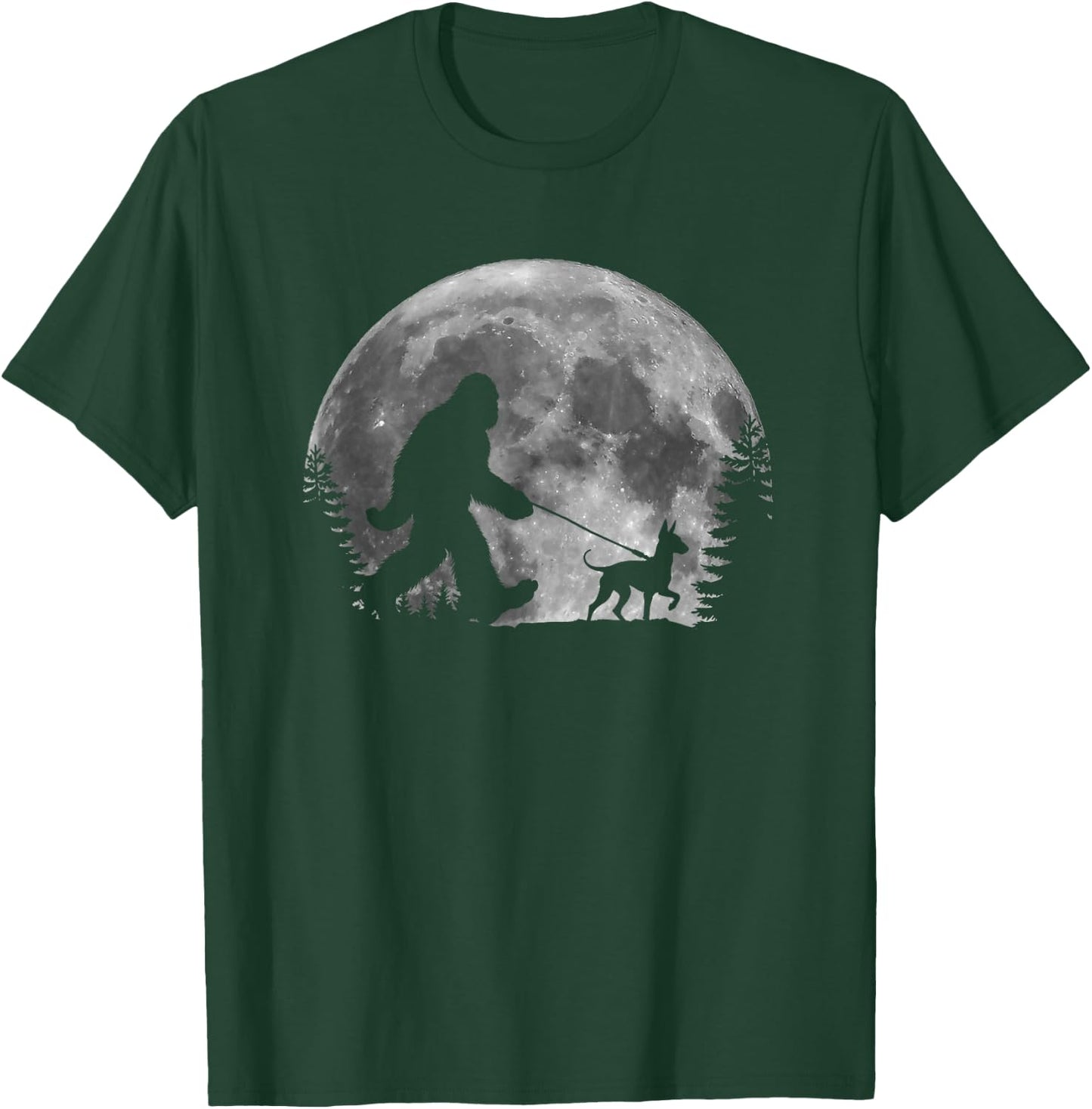 Bigfoot Walking a Dog Funny American Hairless Terrier Moon Women Kids T-Shirt - T-Shirt | Forest