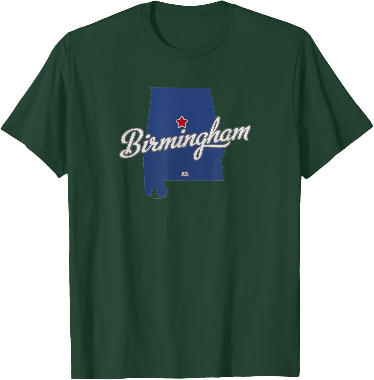 Birmingham Alabama AL Map T-Shirt - T-Shirt | Forest