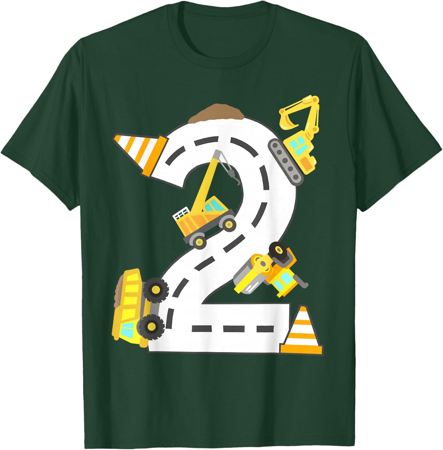 2nd Construction Birthday Party Excavator Boys 2 Years Old T-Shirt - T-Shirt | Forest