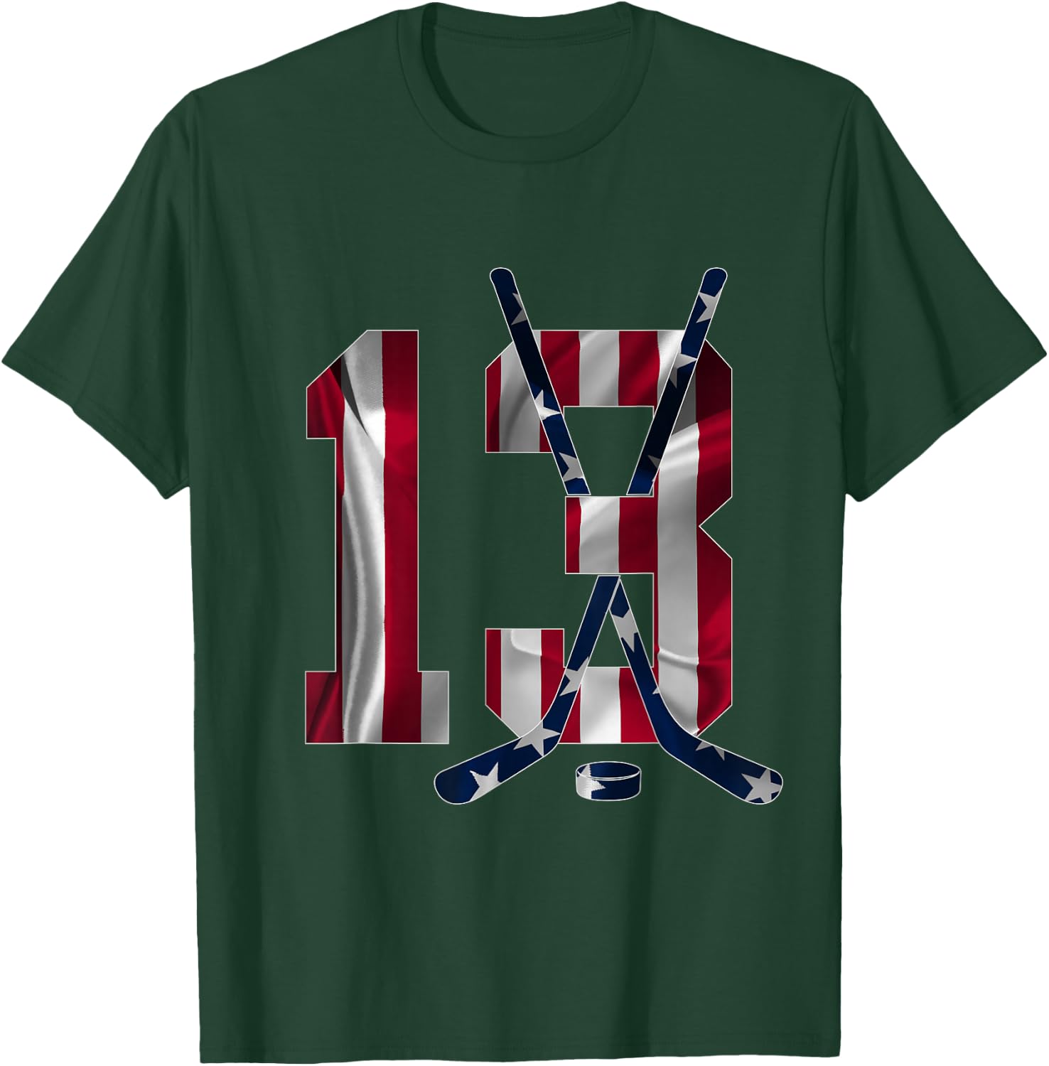 Number 13 Years Ice Hockey 13th Birthday T-Shirt - T-Shirt | Forest