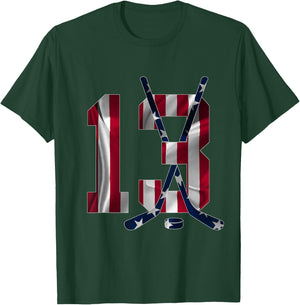 Number 13 Years Ice Hockey 13th Birthday T-Shirt - T-Shirt | Forest