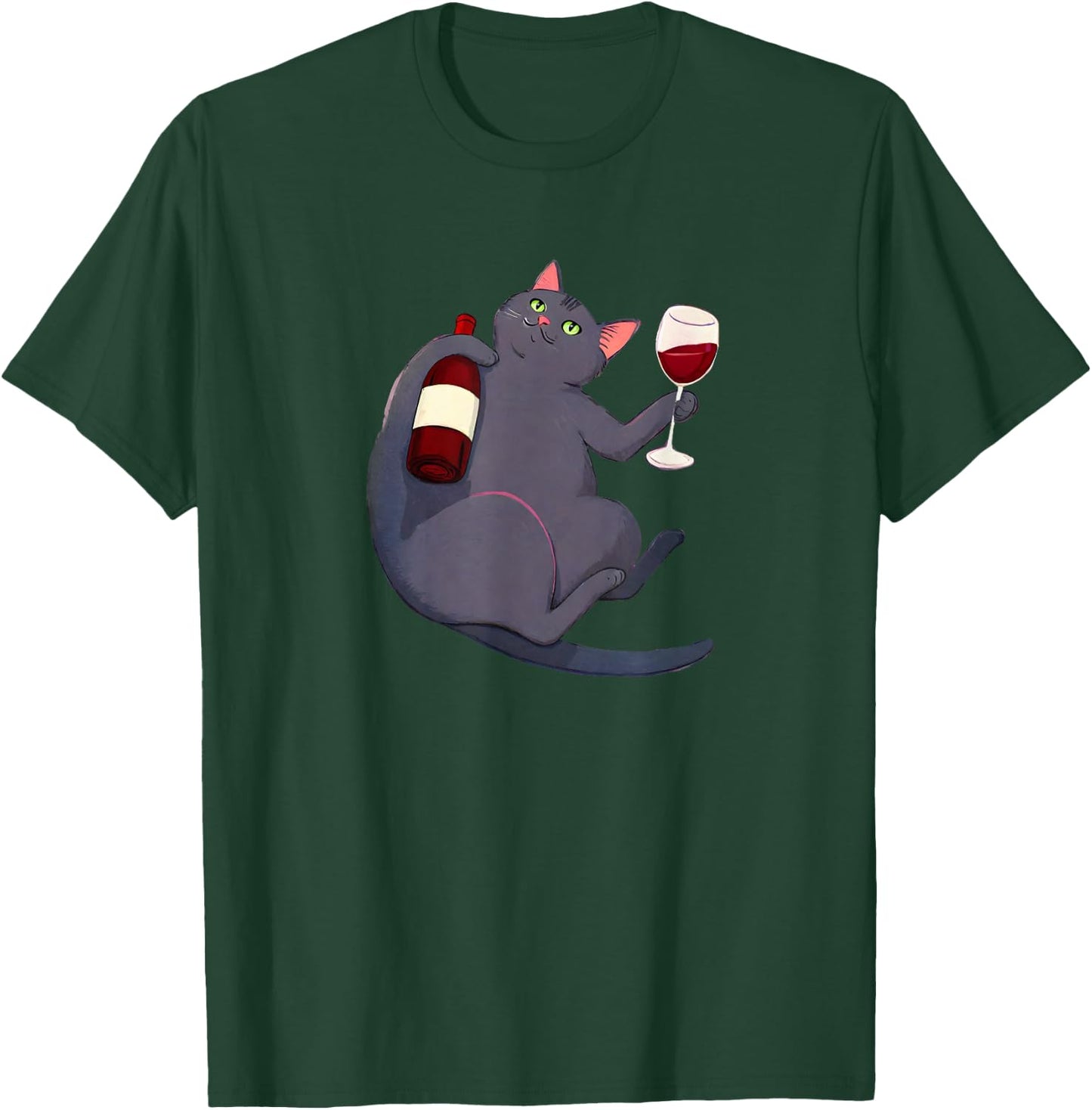 Cat and a bottle of wine. Cat wine red wine vino wine T-Shirt - T-Shirt | Forest