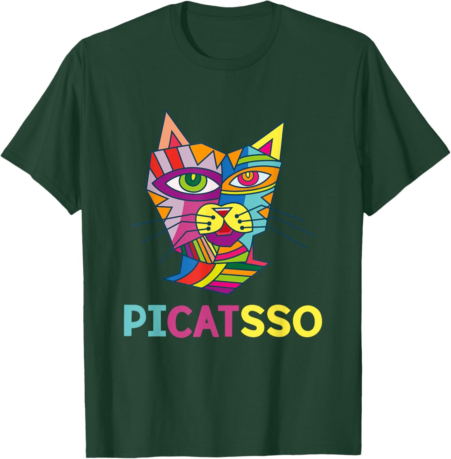 Picatsso Art Kitty | Art Teacher- Students Gift Men Women Kids T-Shirt - T-Shirt | Forest