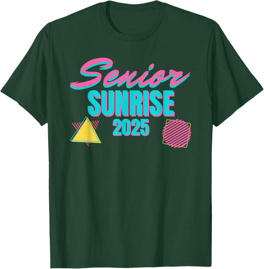 Retro Senior Sunrise 2025 High School 12th Twelfth Grade T-Shirt - T-Shirt | Forest