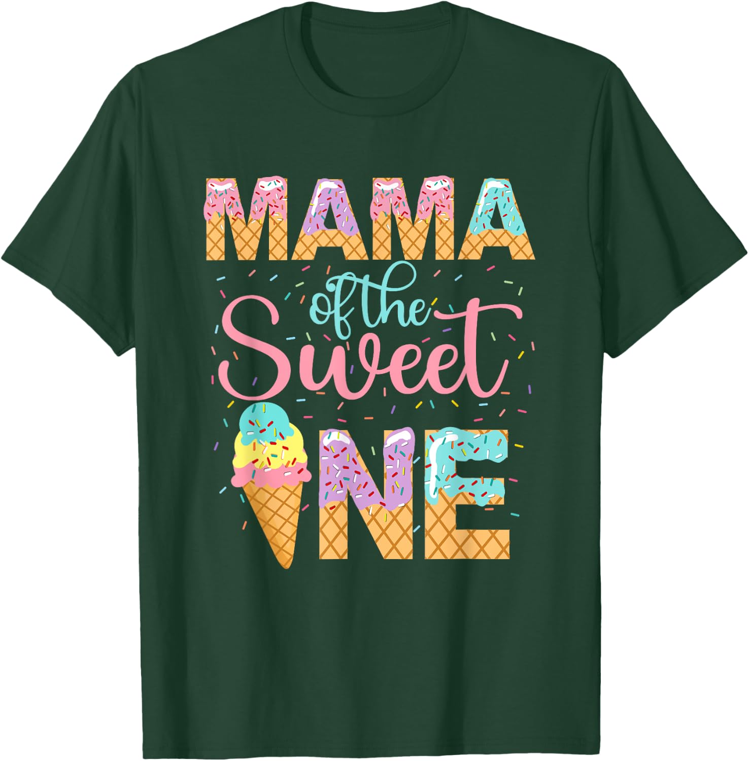 Mama Of The Sweet One Shirt 1st Birthday Ice Cream Lovers Women Kids T-Shirt - T-Shirt | Forest