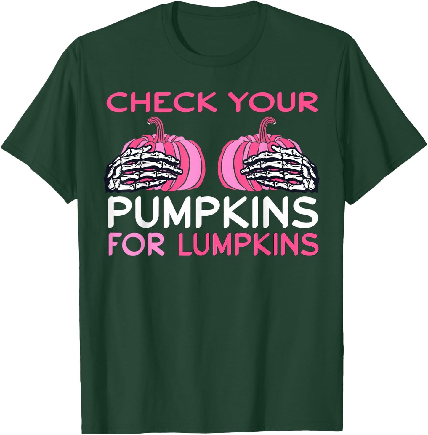 Check Your Pumpkins Breast Cancer Awareness Shirt Halloween T-Shirt - T-Shirt | Forest