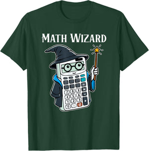 Math Wizard Calculator Funny Math Teacher T-Shirt - T-Shirt | Forest