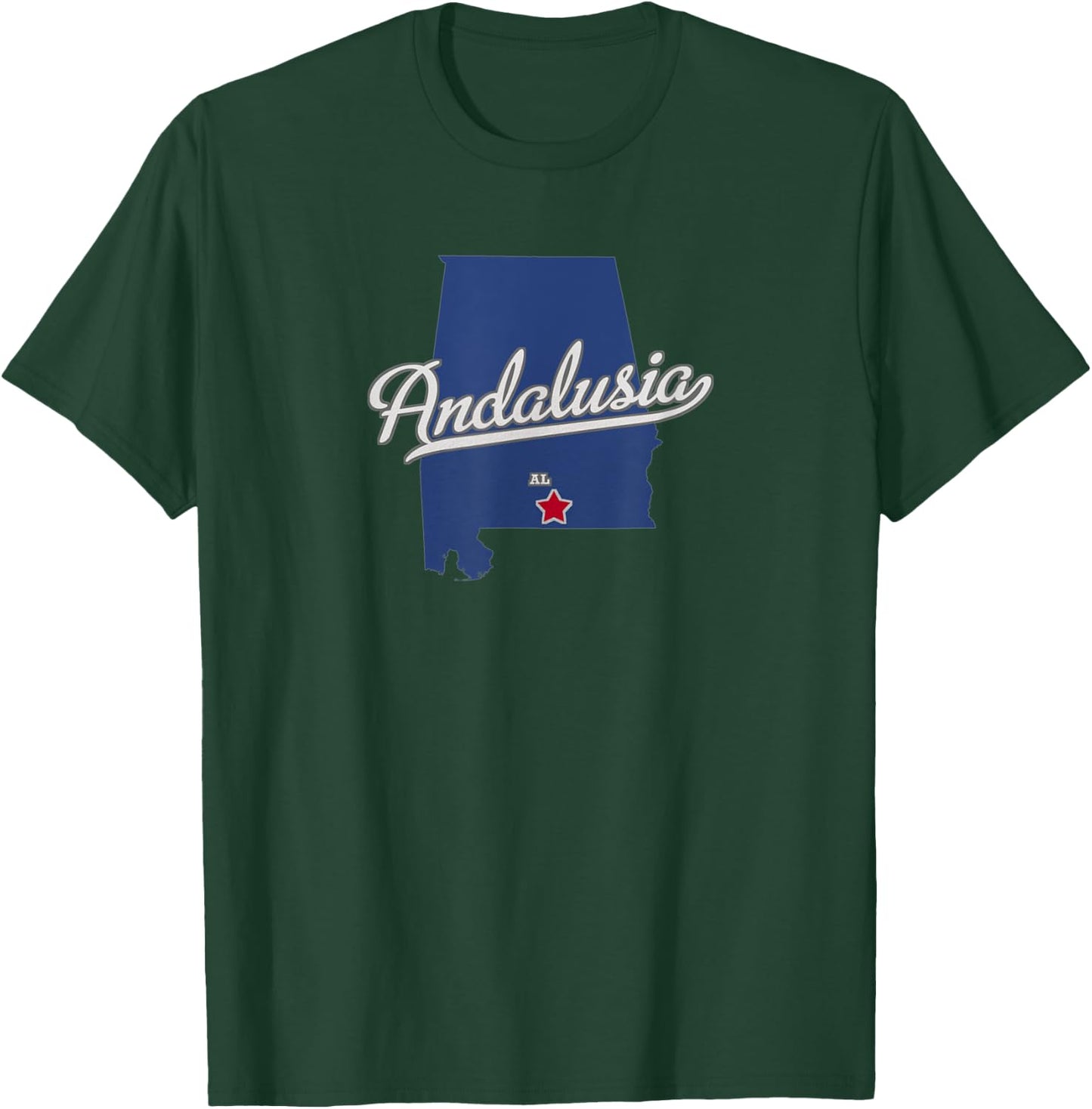 Andalusia Alabama AL Map T-Shirt - T-Shirt | Forest