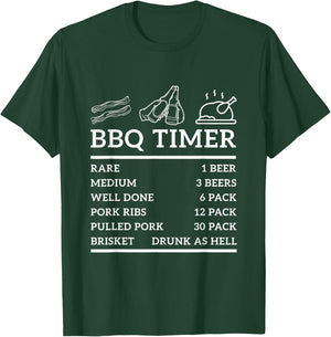 Funny Grill Saying BBQ Timer Bbq Beer Grill Dad Barbecue Fun T-Shirt - T-Shirt | Forest