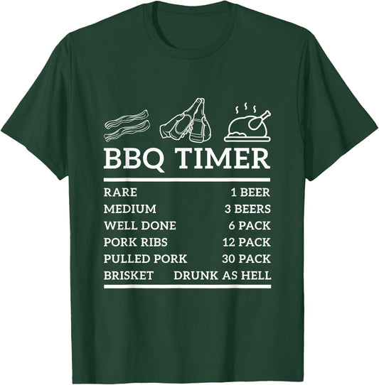 Funny Grill Saying BBQ Timer Bbq Beer Grill Dad Barbecue Fun T-Shirt - T-Shirt | Forest