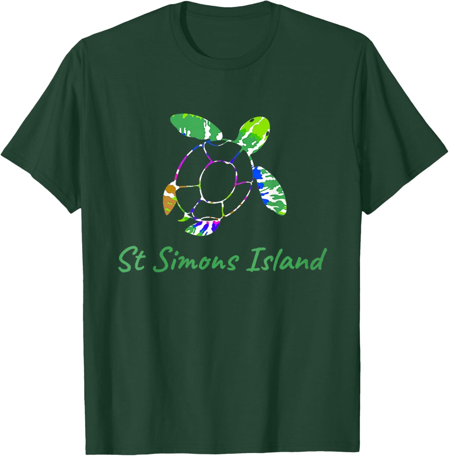 Tie Dye Turtle Marine Life St Simons Island Georgia Batik T-Shirt - T-Shirt | Forest