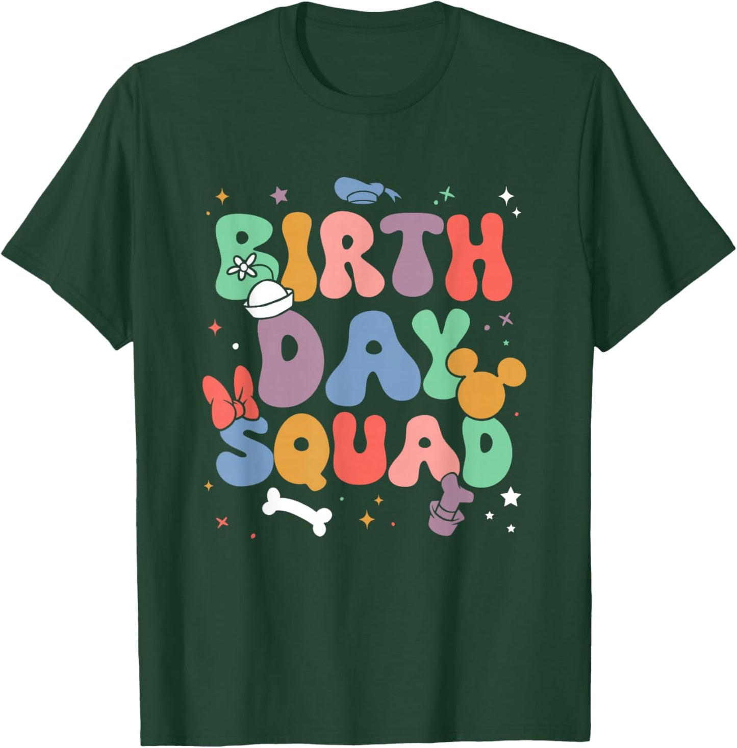 Disney Mickey and Friends Birthday Squad Vintage Logo T-Shirt - T-Shirt | Forest