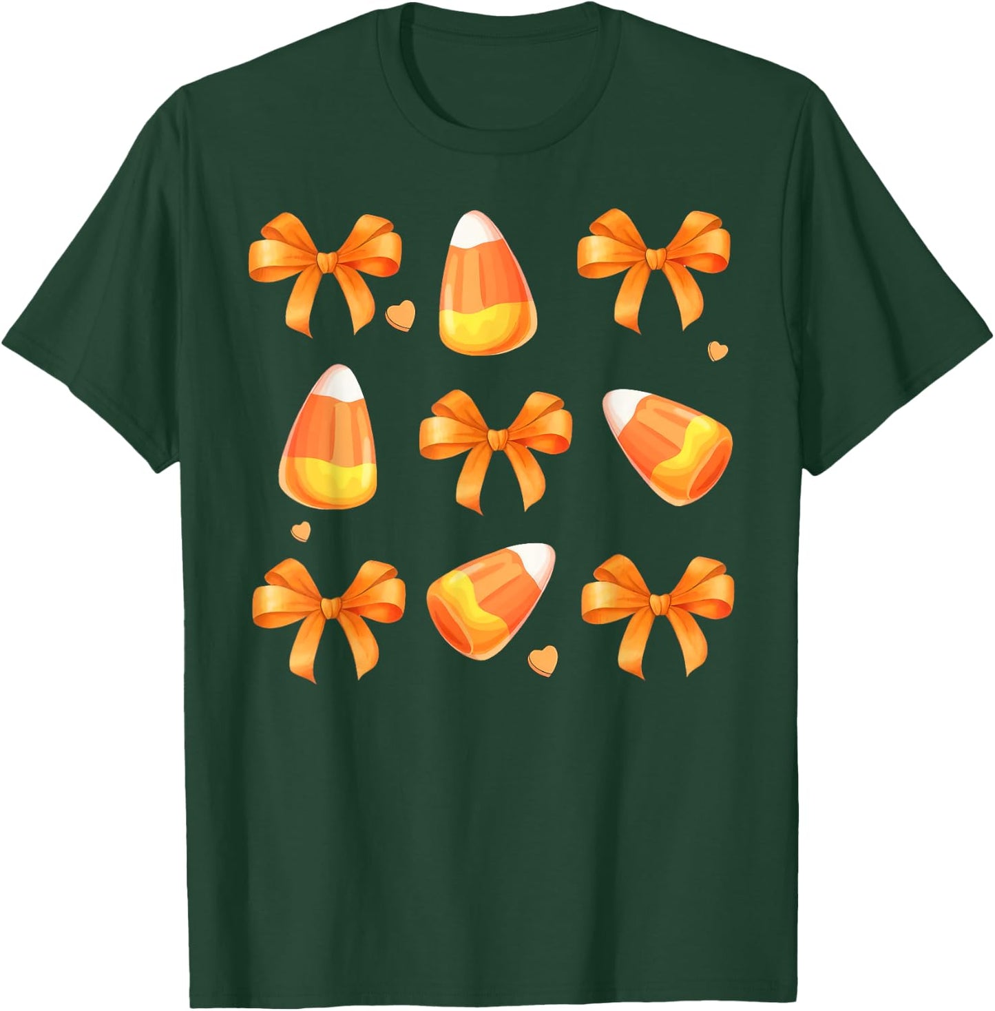 Coquette Bow Candy Corn Retro Halloween Women Kids T-Shirt - T-Shirt | Forest