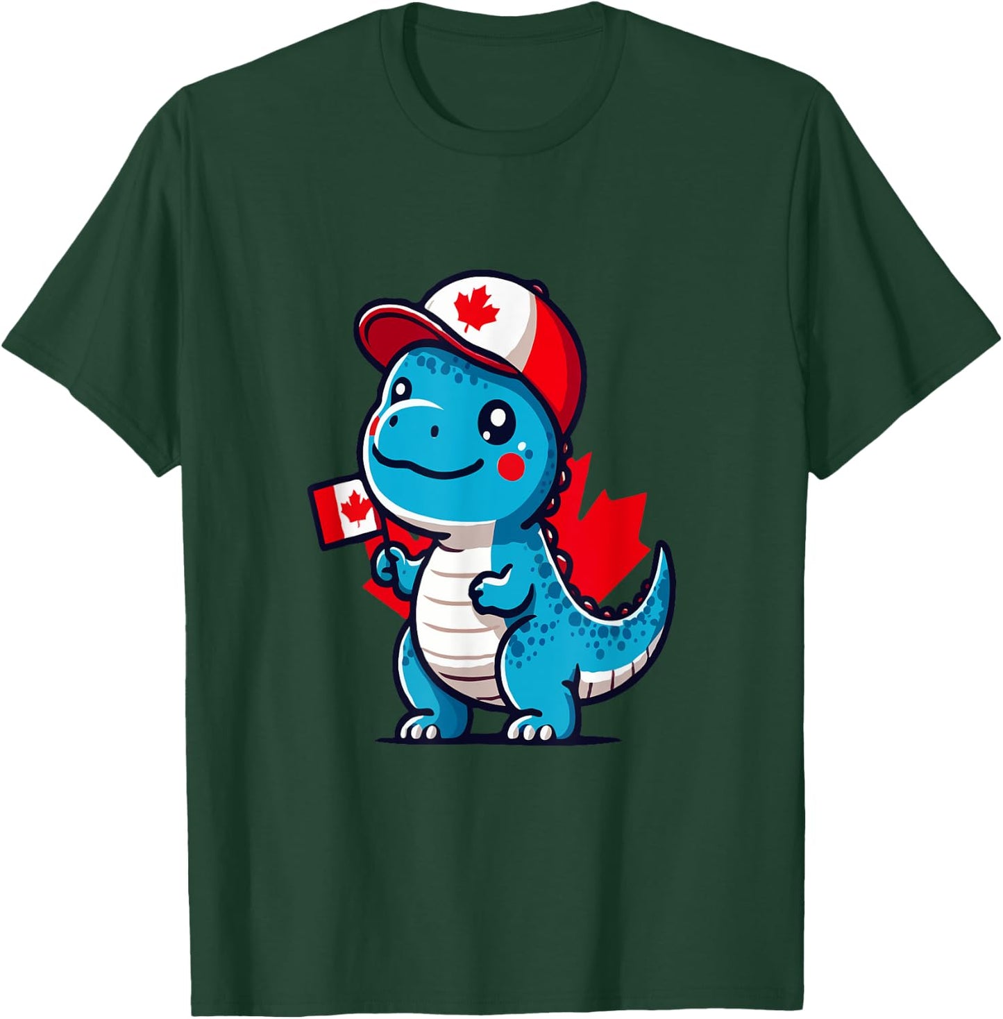 Canada Kids Flag Funny Blue Dinosaur Toddler Flag T-Shirt - T-Shirt | Forest