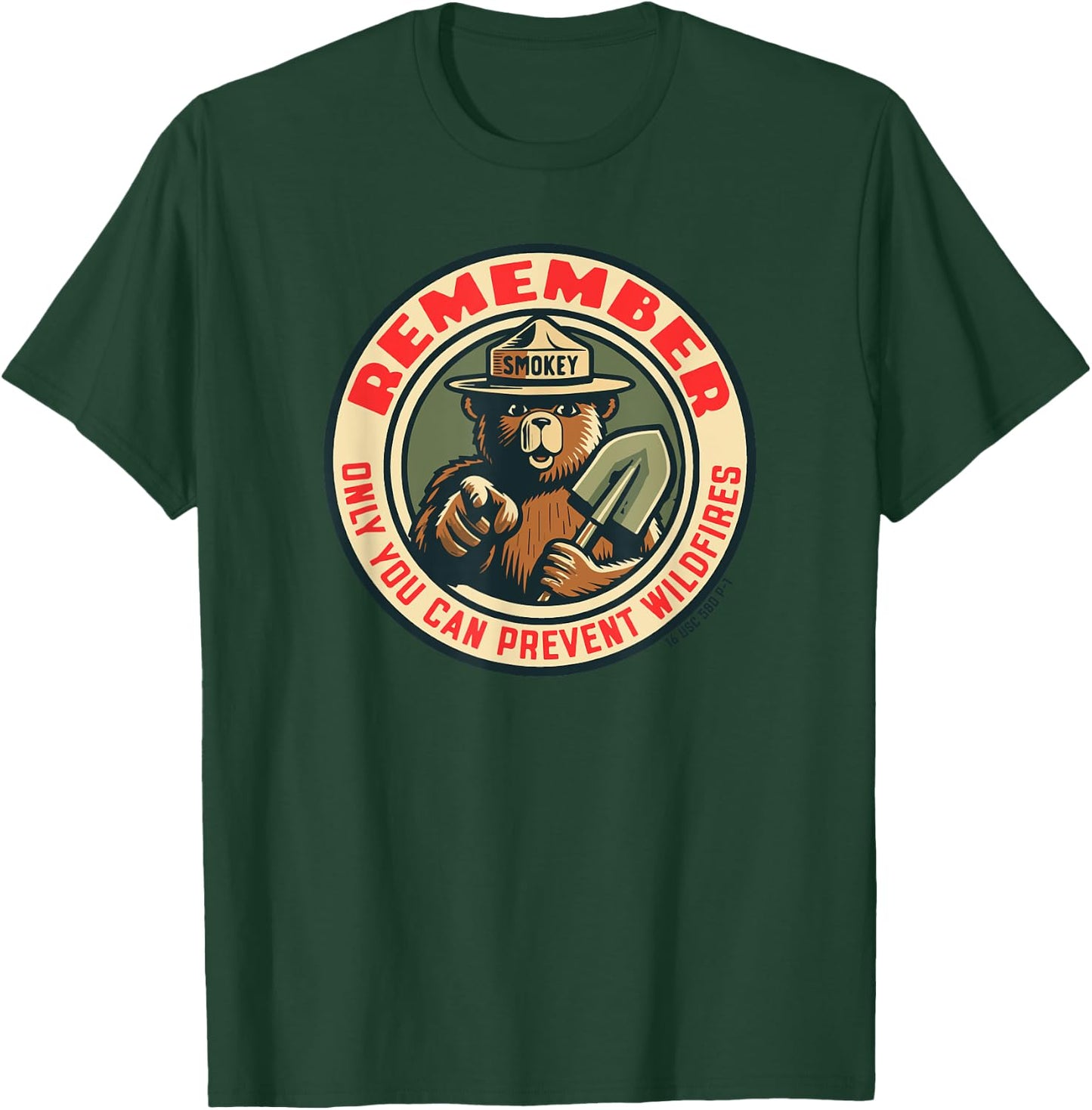 Giant Step Design Co. Remember Only You Vintage Smokey Bear Retro T-Shirt - T-Shirt | Forest
