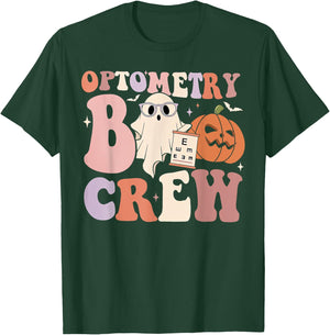 Retro Optometry Boo Crew Optometrist Ghost Pumpkin Halloween T-Shirt - T-Shirt | Forest