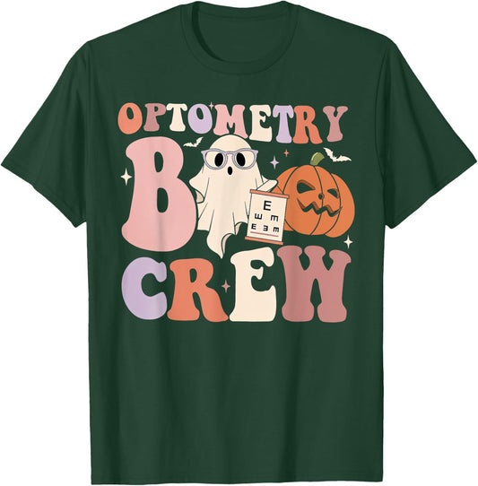 Retro Optometry Boo Crew Optometrist Ghost Pumpkin Halloween T-Shirt - T-Shirt | Forest