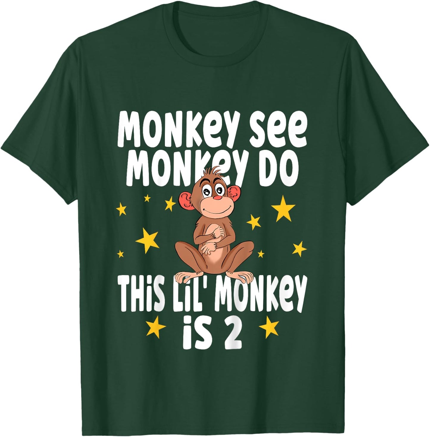 Kids Monkey See Monkey Do This Lil Monkey Is 2 Birthday Party T-Shirt - T-Shirt | Forest
