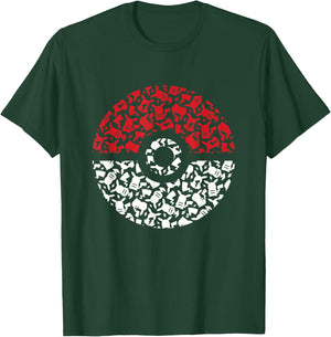 Pokemon Adult Pikachu Pokeball Pattern , Black, Small T-Shirt - T-Shirt | Forest