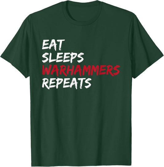Vintage Eat Sleeps Warhammers Repeats T-Shirt - T-Shirt | Forest