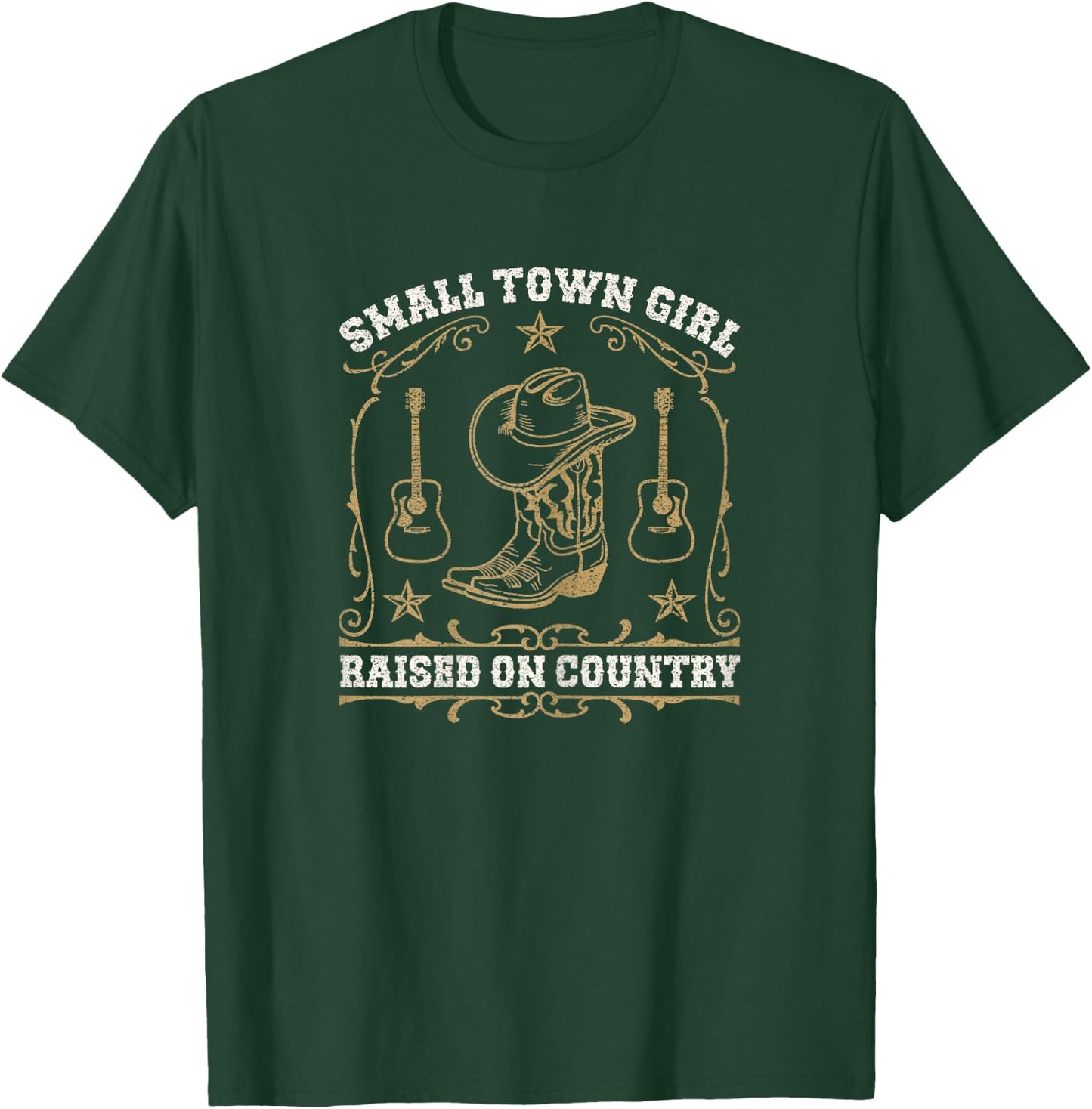 Small Town Girl Raised On Country Western Music Cowgirl T-Shirt - T-Shirt | Forest