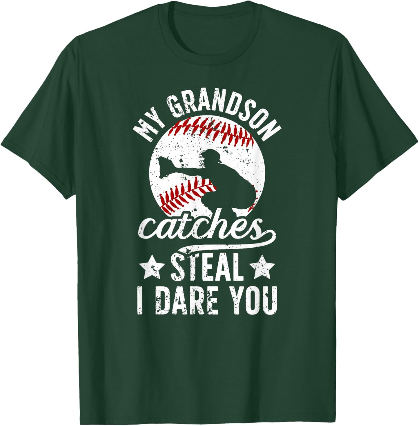 My Grandson Catches Baseball Catcher Grandma T-Shirt - T-Shirt | Forest