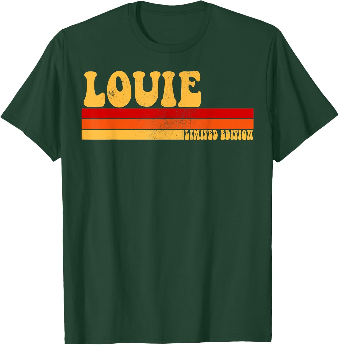 AmaStyle Co. LOUIE Name Personalized Idea Men Retro Vintage LOUIE , Small, Black T-Shirt - T-Shirt | Forest