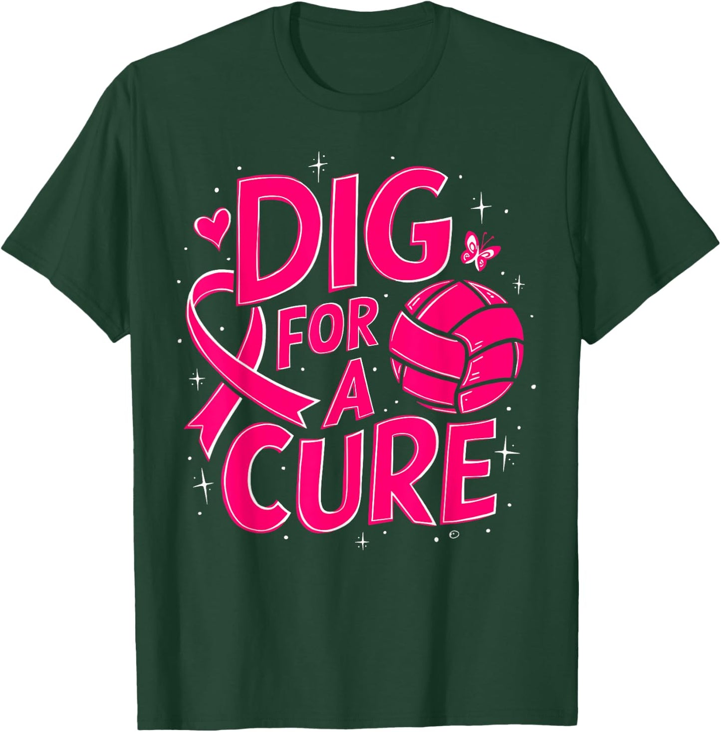 Dig For A Cure Breast Cancer Awareness Volleyball Pink T-Shirt - T-Shirt | Forest