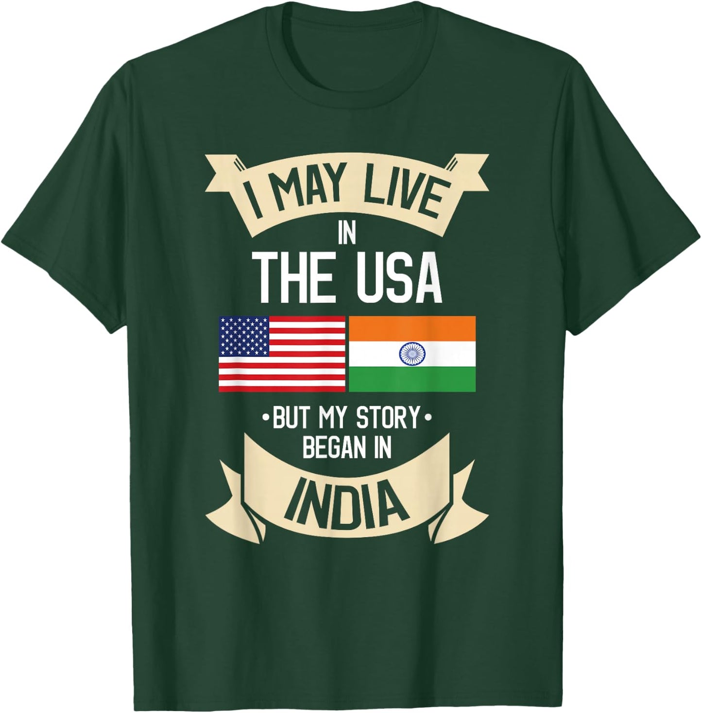 American Flag UAD Indian India Gift Roots T-Shirt - T-Shirt | Forest