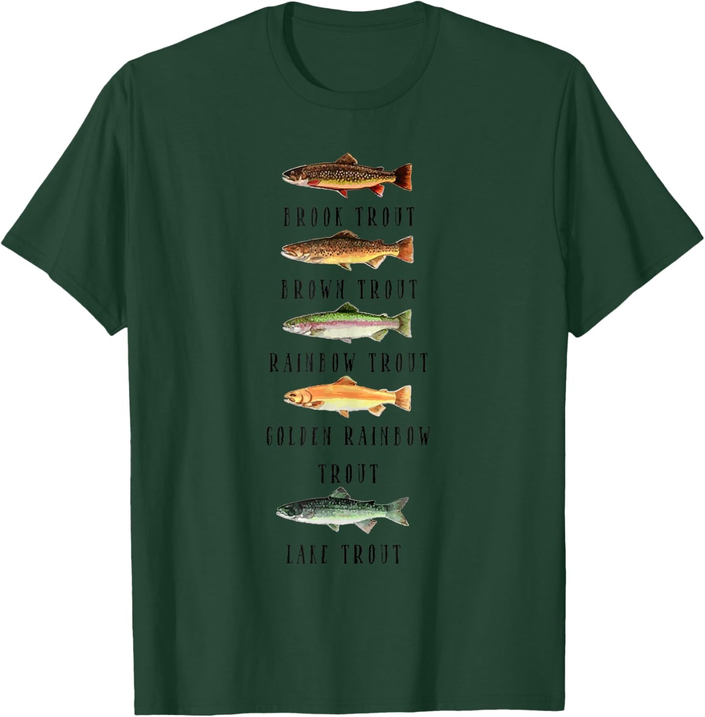 Types of Trout Fish Species Shirt Funny Trout Fishing Lover T-Shirt - T-Shirt | Forest