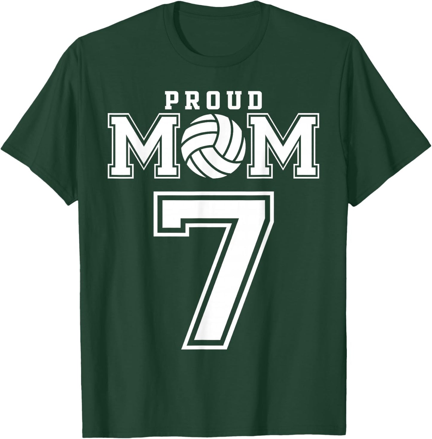Custom Proud Volleyball Mom Number 7 Personalized Women T-Shirt - T-Shirt | Forest