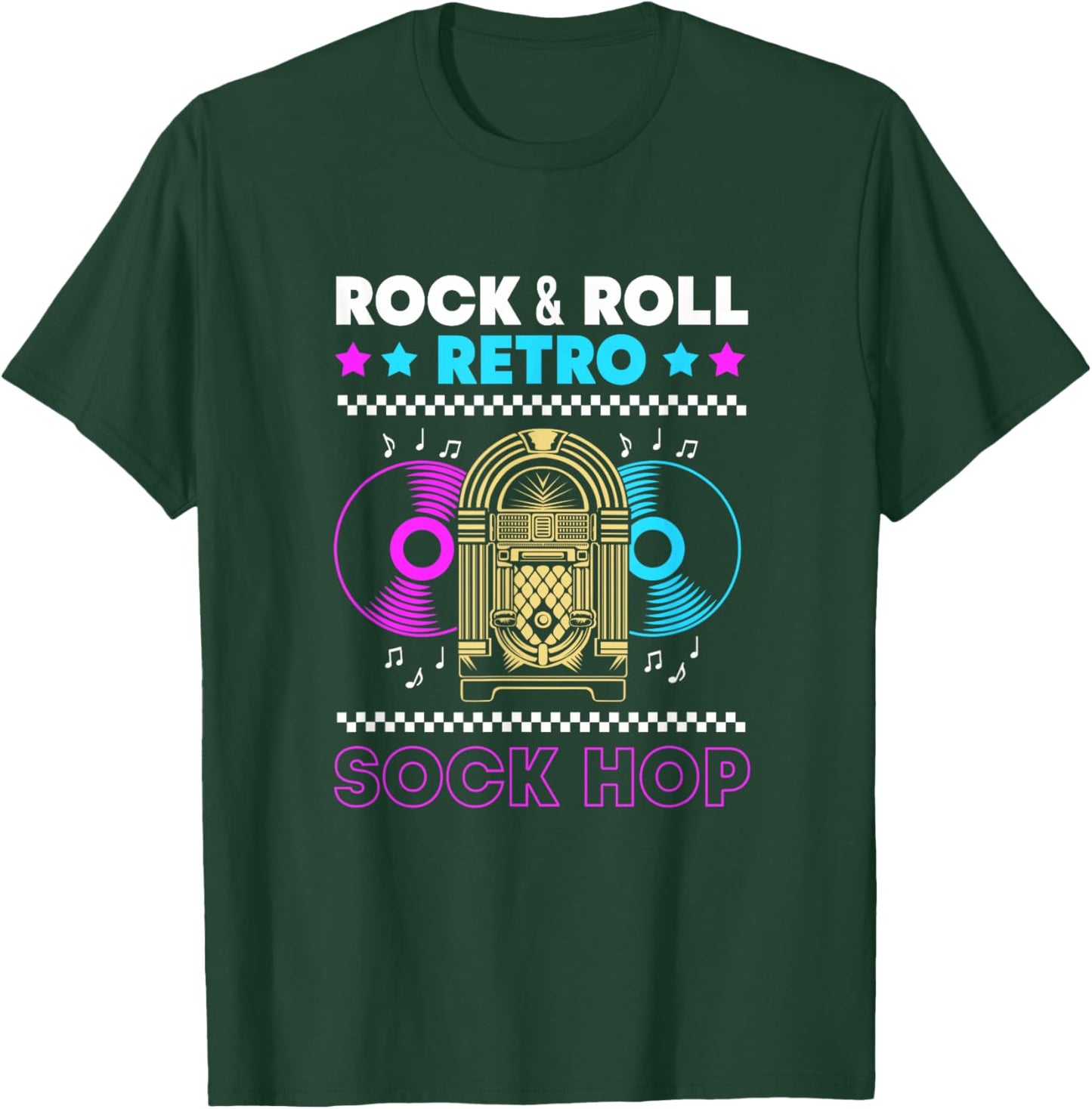 Rock And Roll Jukebox Music 50s Retro Sock Hop T-Shirt - T-Shirt | Forest