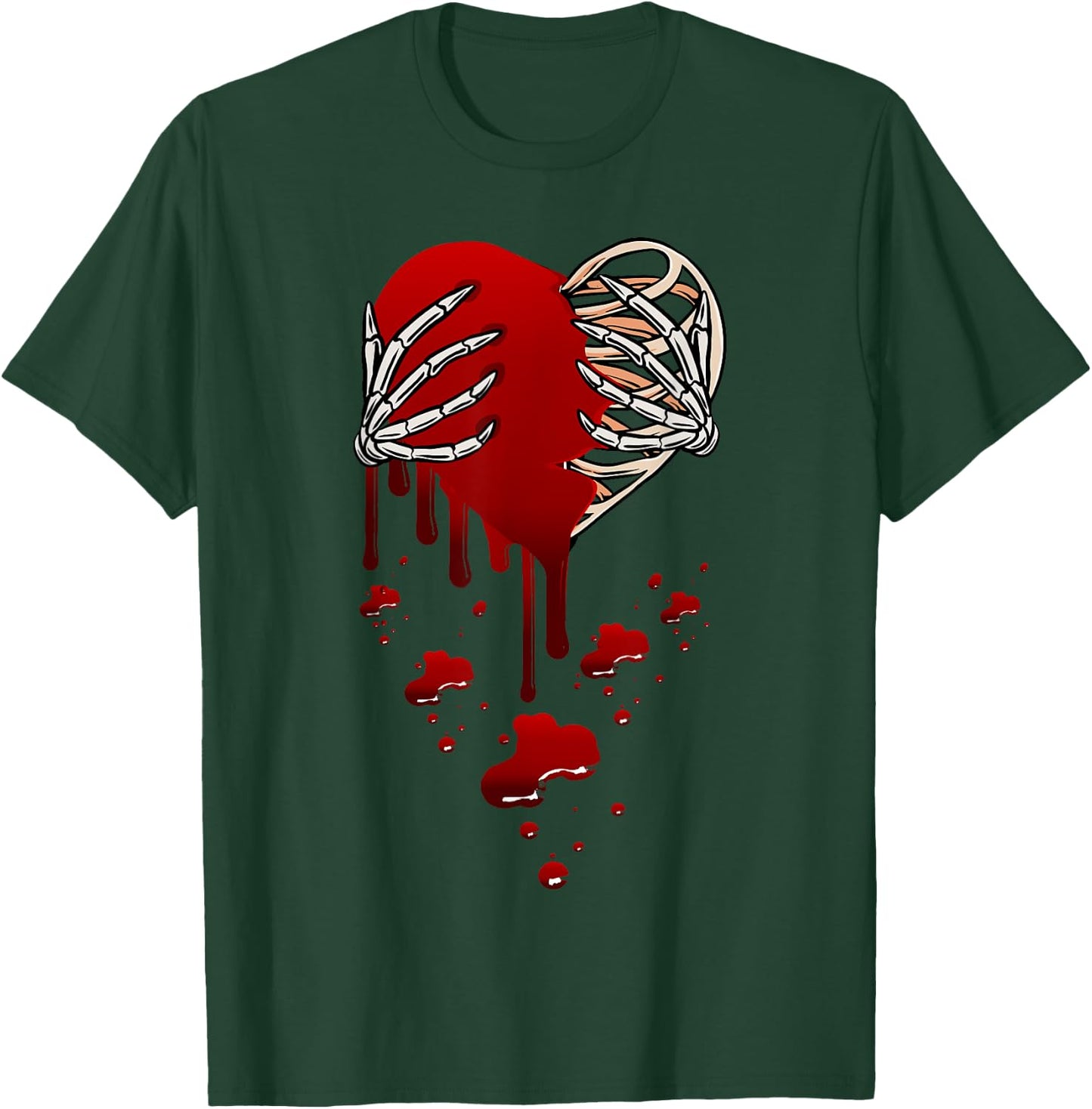 Crazy Love Skeleton Blood Injected Heart Valentine's Greeting T-Shirt - T-Shirt | Forest