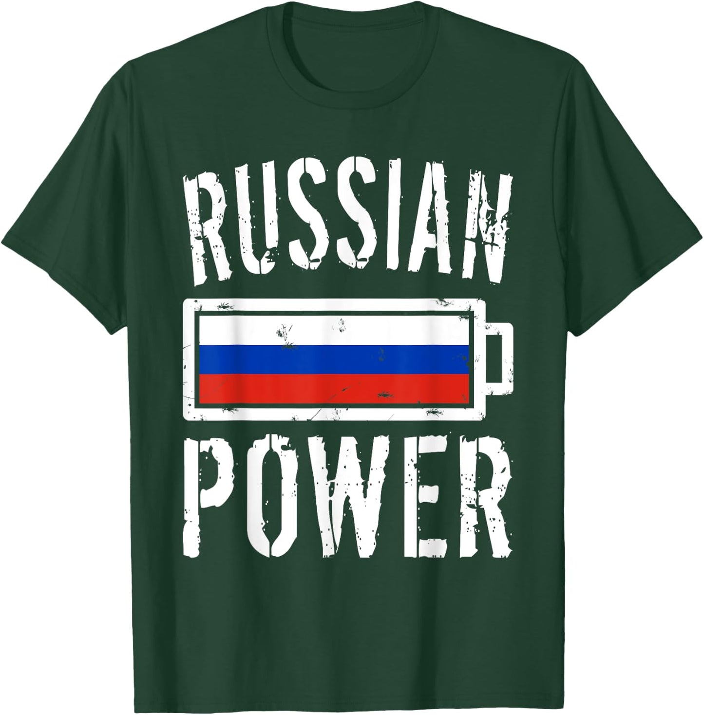Russia Flag | Russian Power Battery Proud T-Shirt - T-Shirt | Forest
