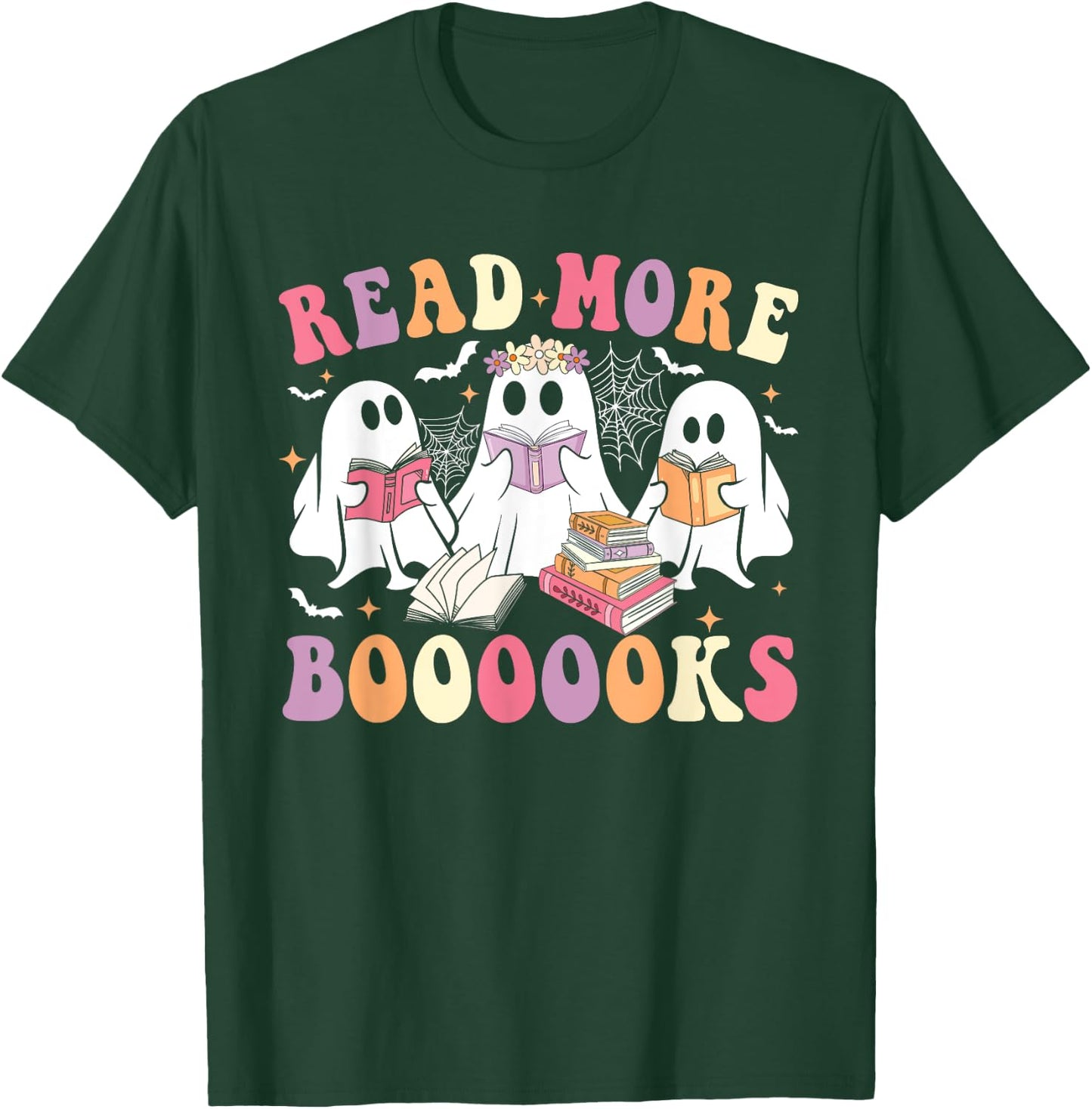 Cute Ghost Book Read More Books Funny Teachers Halloween T-Shirt - T-Shirt | Forest