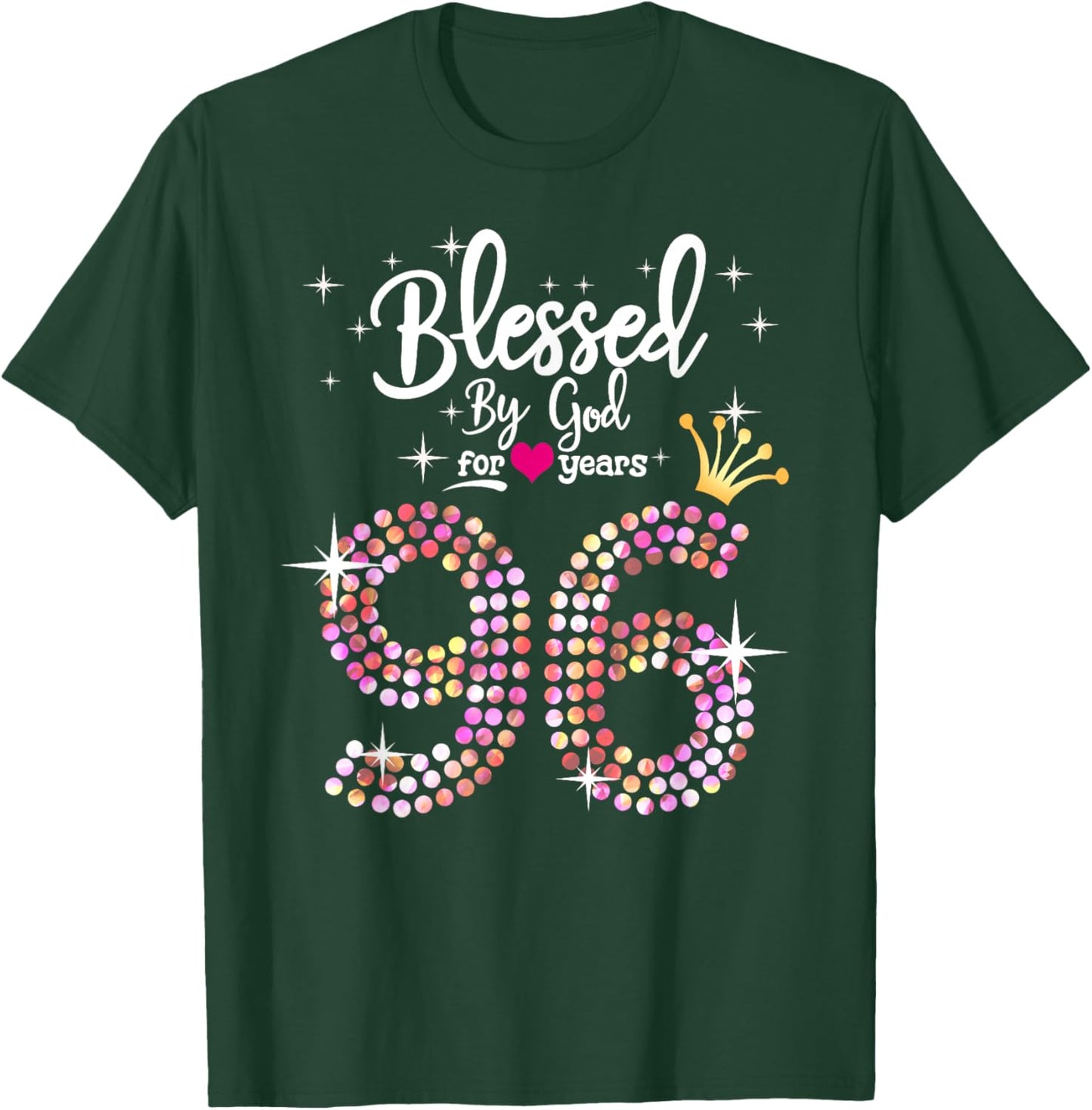 Blessed by God for 96 Years 96th Birthday Anniversary T-Shirt - T-Shirt | Forest