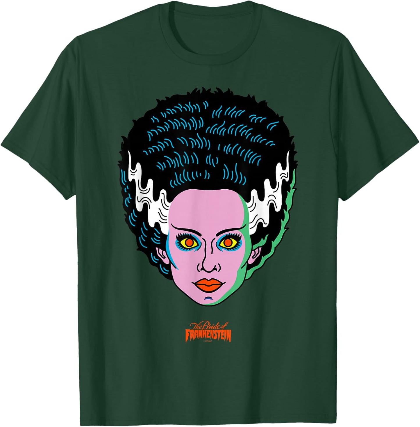 Universal Monsters Bride of Frankenstein Retro Big Face T-Shirt - T-Shirt | Forest