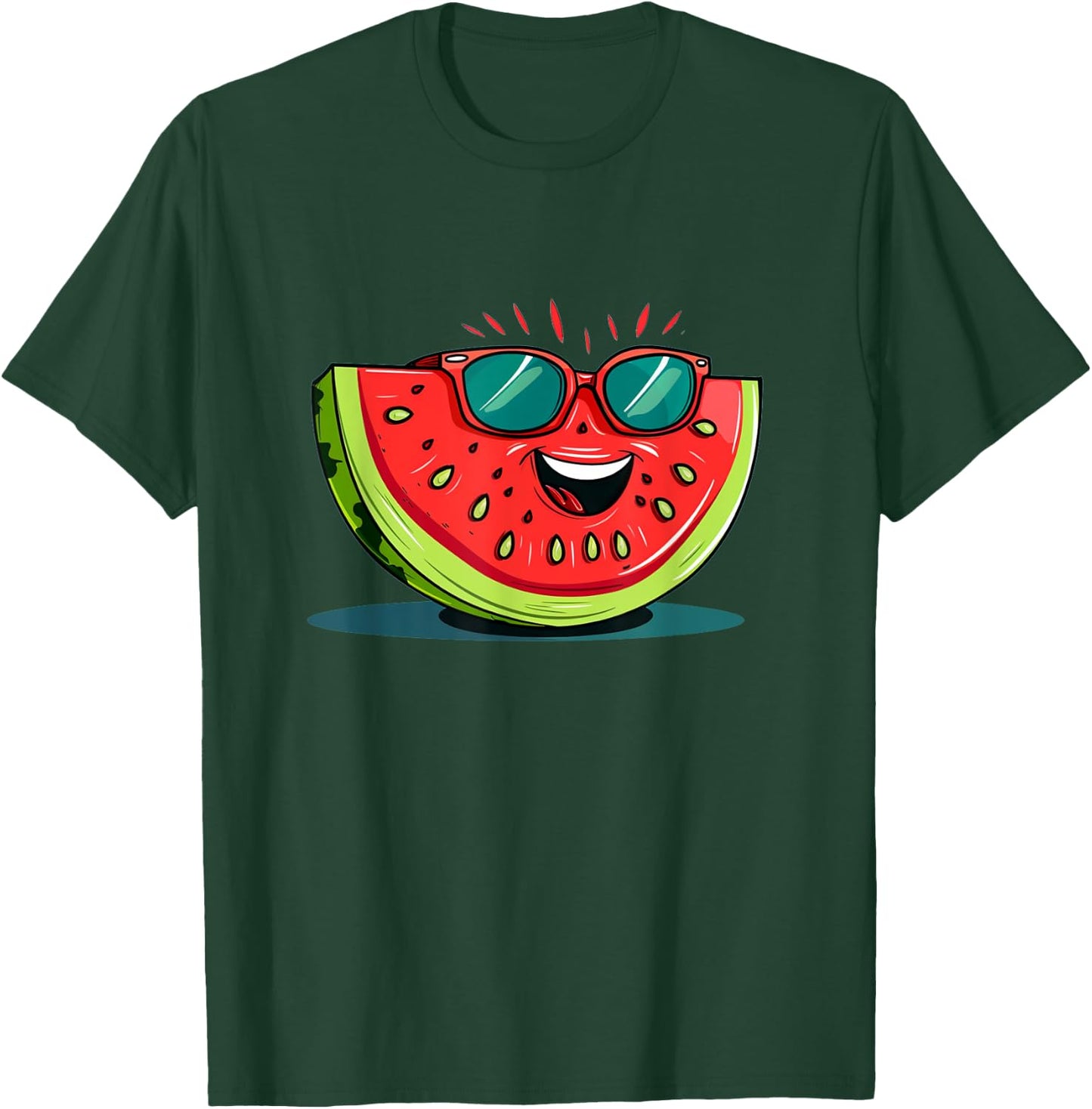 Awesome Watermelon Face with Sunglasses for Summer Fruits Women Girls Kids T-Shirt - T-Shirt | Forest