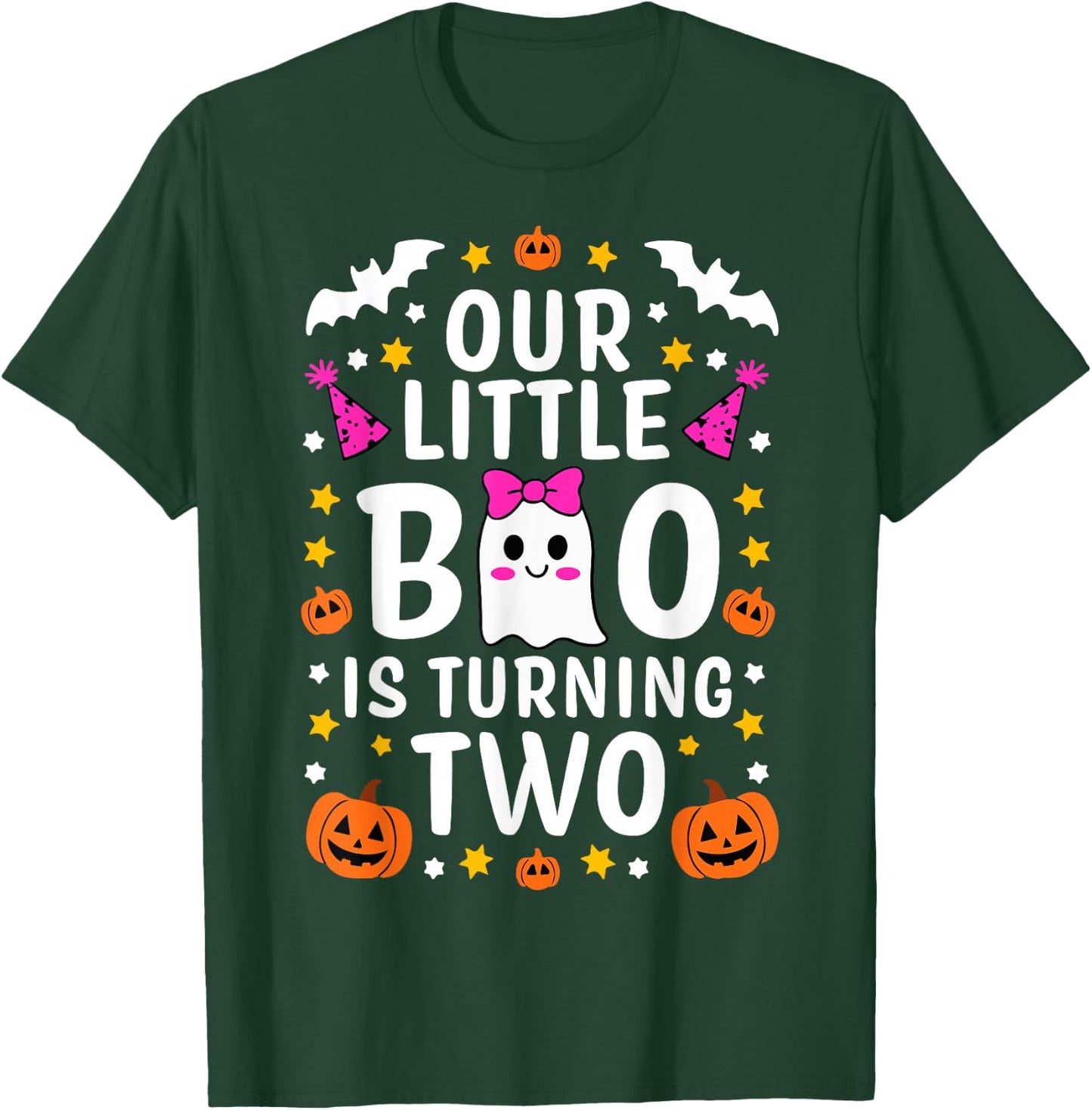 Our Little Boo Is Turning Two Yr 2nd Birthday Girl Halloween T-Shirt - T-Shirt | Forest