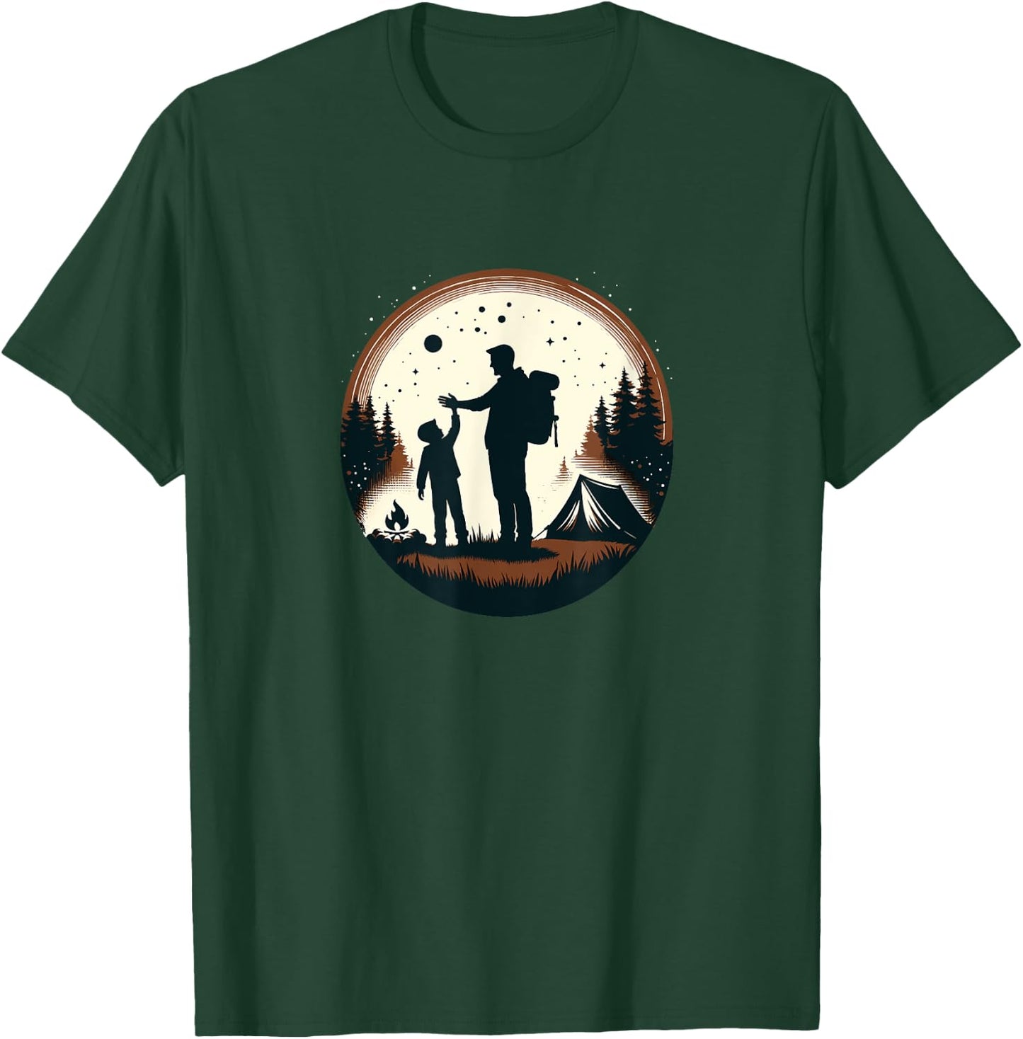 father son hiking mountain Camping Buddies son dad camp T-Shirt - T-Shirt | Forest