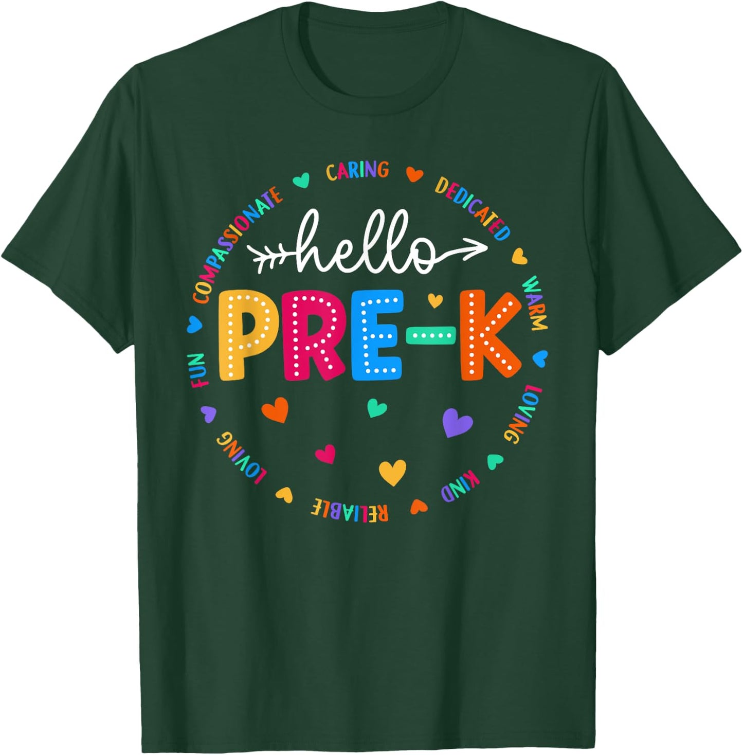 Pre-K Hello Back To School Pre-K Teacher Student First Day Women Girls Kids T-Shirt - T-Shirt | Forest