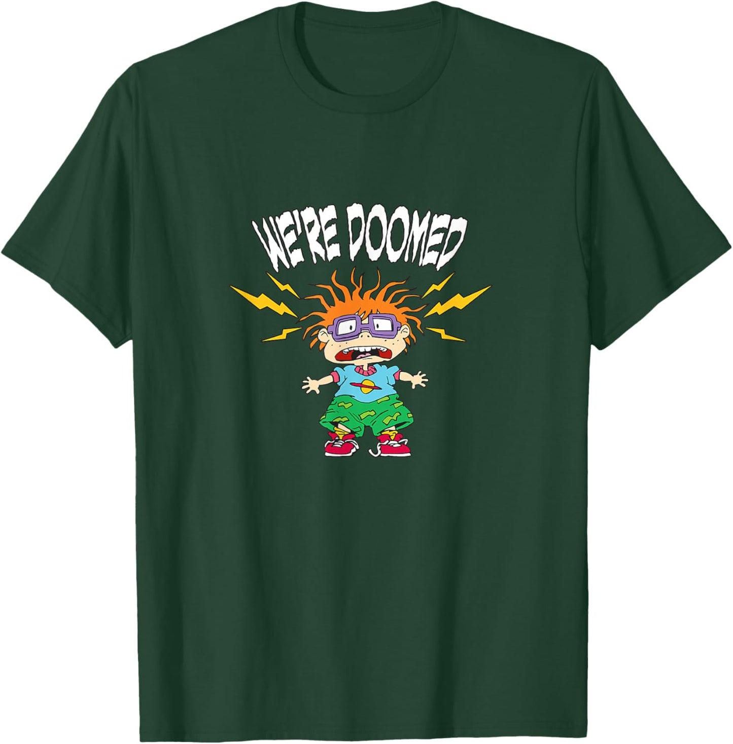 Rugrats Chuckie We're Doomed Lightning Bolt Design T-Shirt - T-Shirt | Forest
