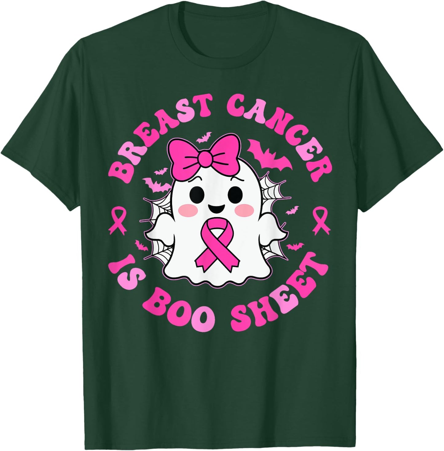 Groovy Breast Cancer is Boo Sheet Awareness Halloween Ghost T-Shirt - T-Shirt | Forest