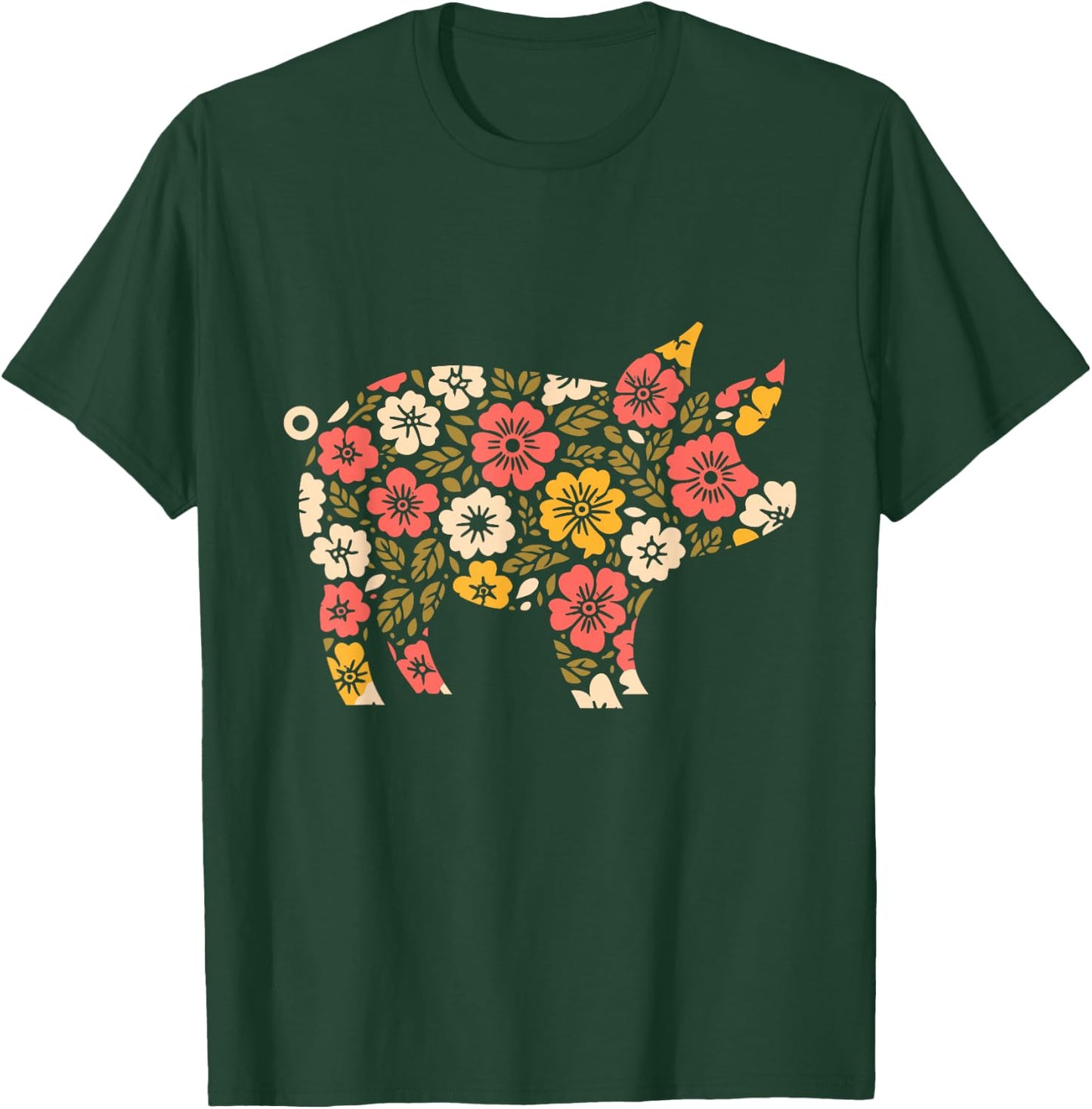 Floral Flower Pig Mom Grandma Mothers Day T-Shirt - T-Shirt | Forest