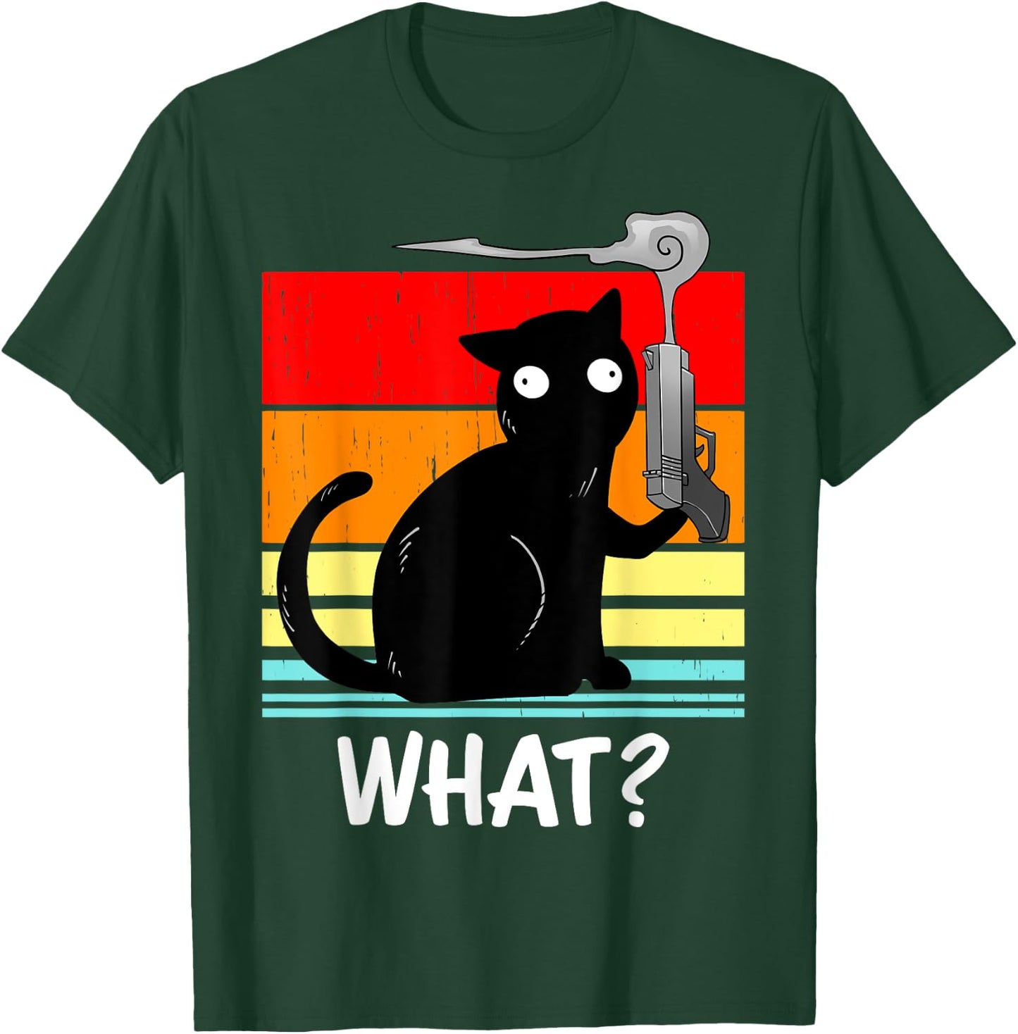 Cat What? Murderous Black Cat With Gun Halloween Costume T-Shirt - T-Shirt | Forest