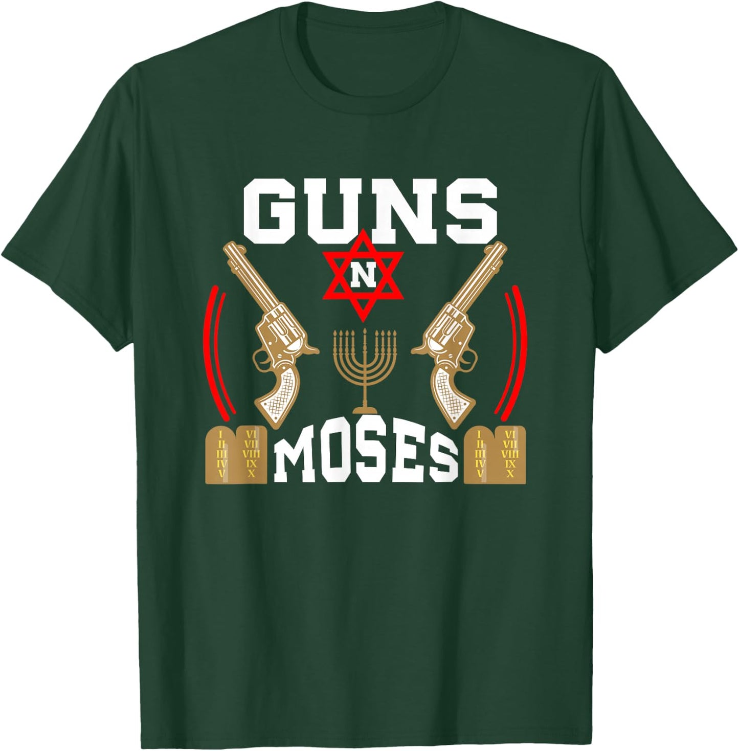 Guns N Moses Jewish Army Judaism Hebrew T-Shirt - T-Shirt | Forest