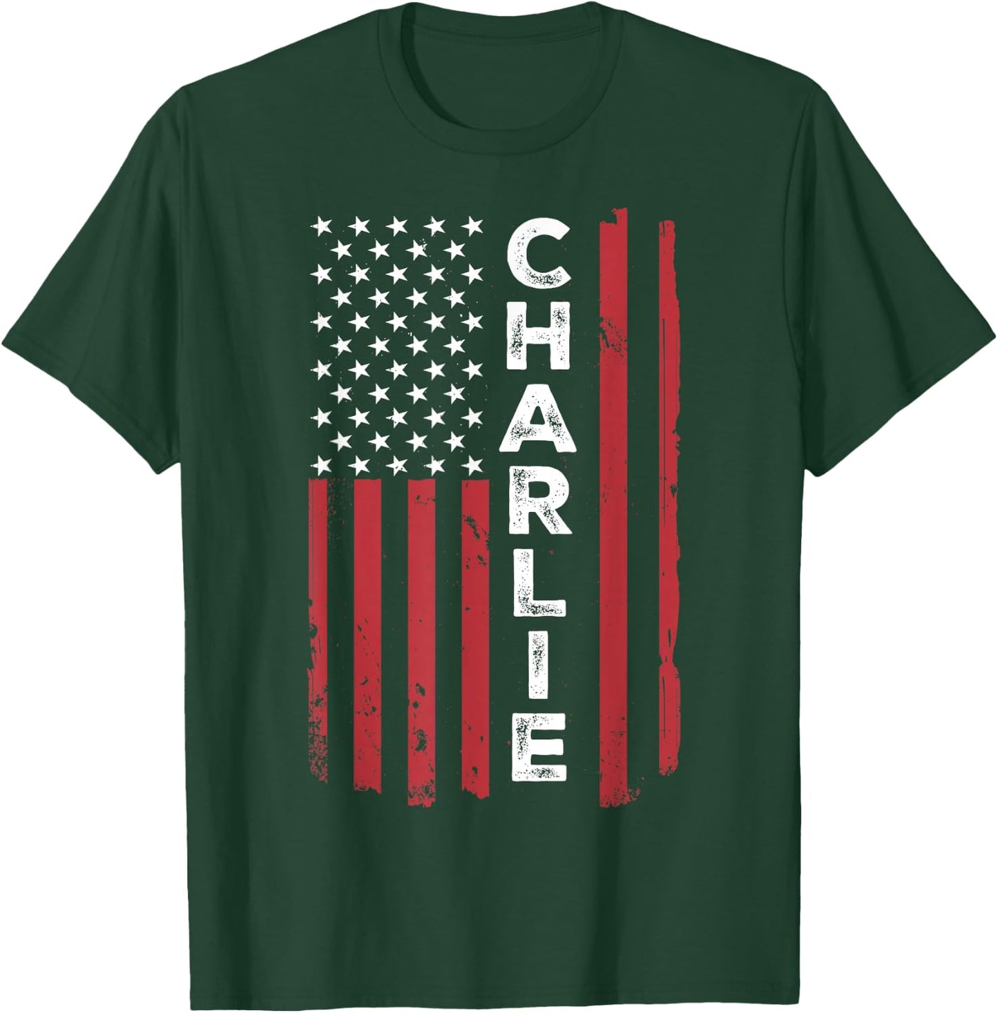 Charlie USA Flag American Flag Patriotic T-Shirt - T-Shirt | Forest
