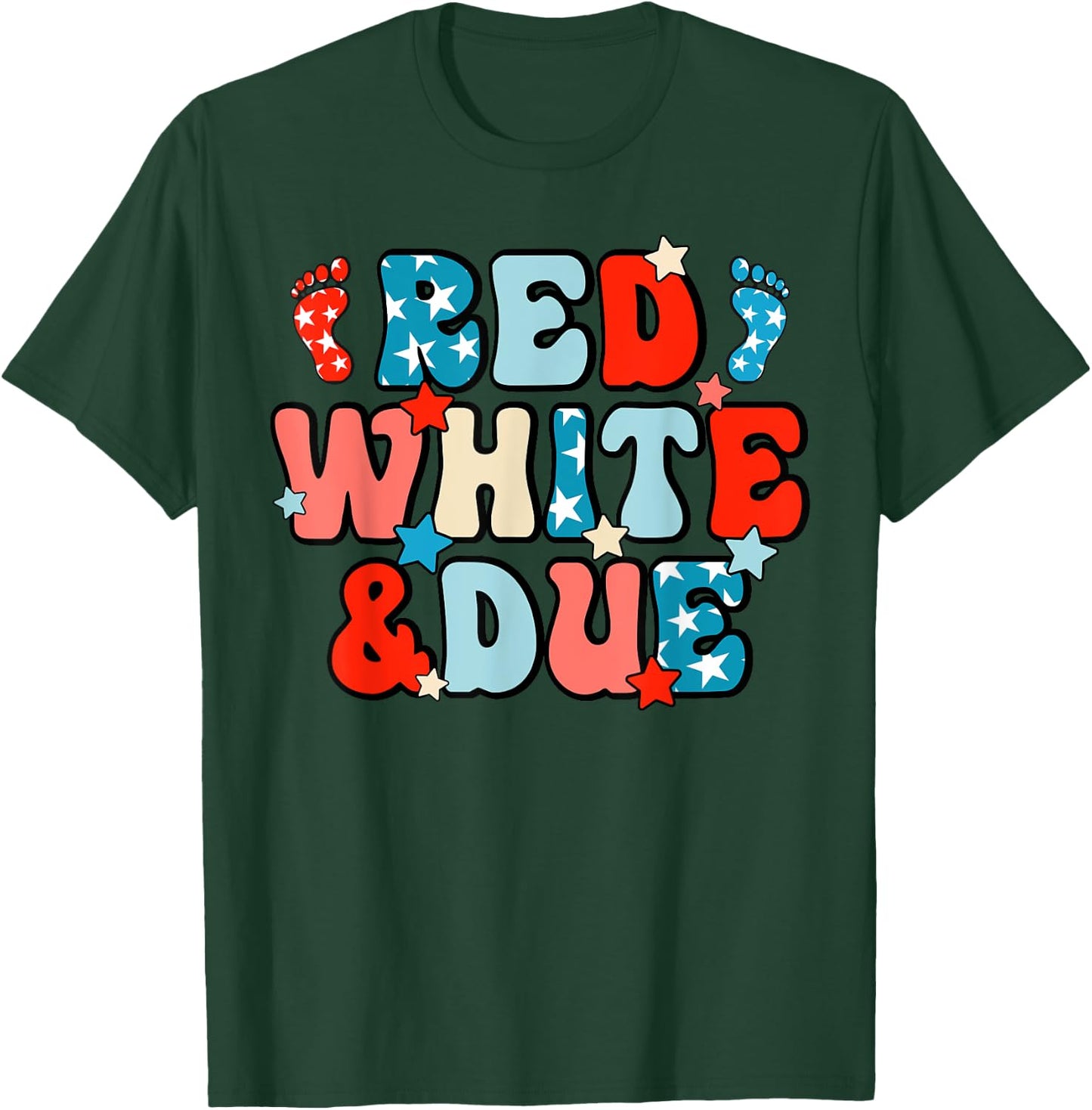 Red White And Due Pregnancy Announcement 4th Of July T-Shirt - T-Shirt | Forest