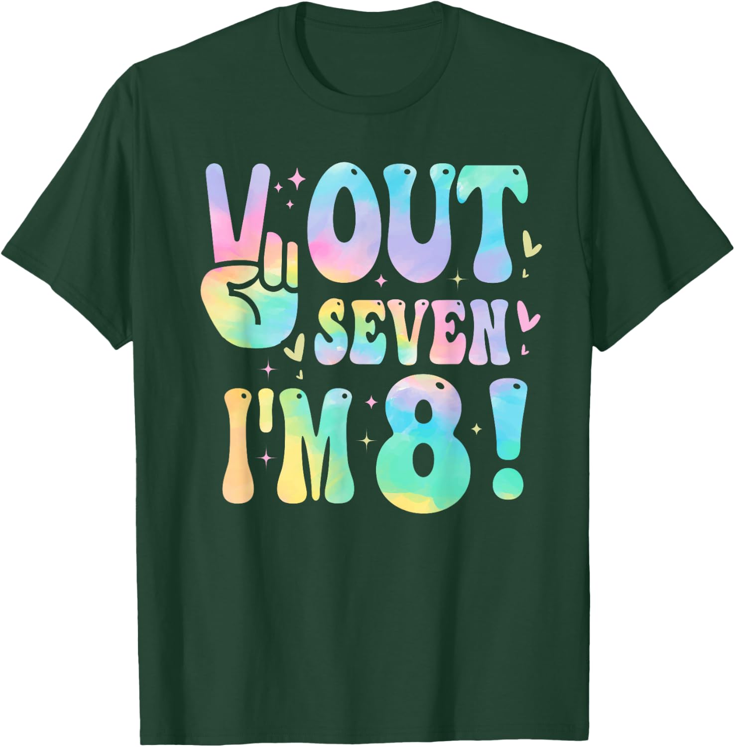 Peace Out Seven I'm 8 Year Old Girl 8th Birthday Tie Dye T-Shirt - T-Shirt | Forest