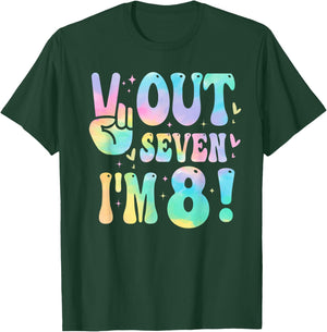 Peace Out Seven I'm 8 Year Old Girl 8th Birthday Tie Dye T-Shirt - T-Shirt | Forest